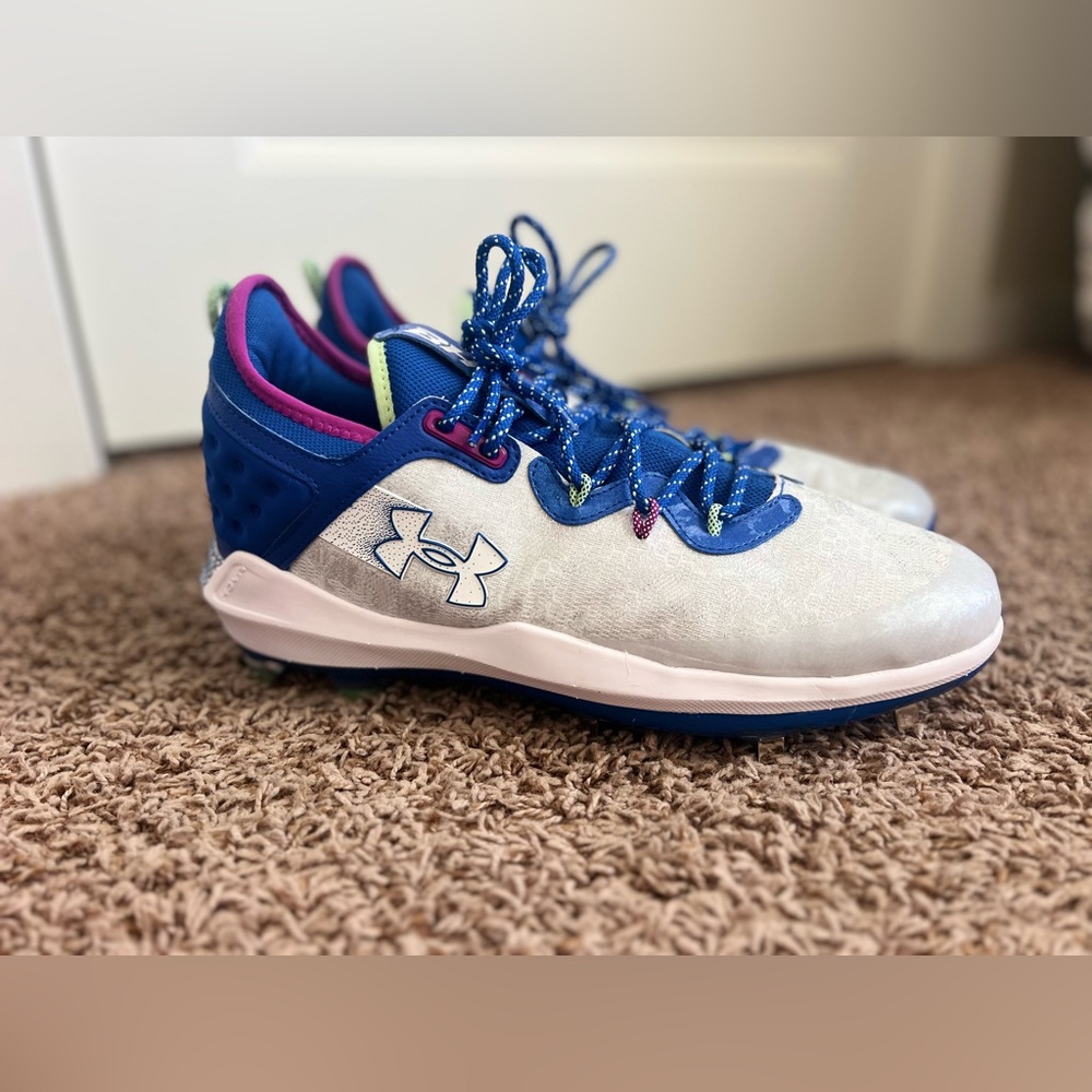 Under Armour Harper 8 Low ST Baseball Cleats ‘White Royal’ 3026588-104/ SZ  13 - Picture 9 of 13
